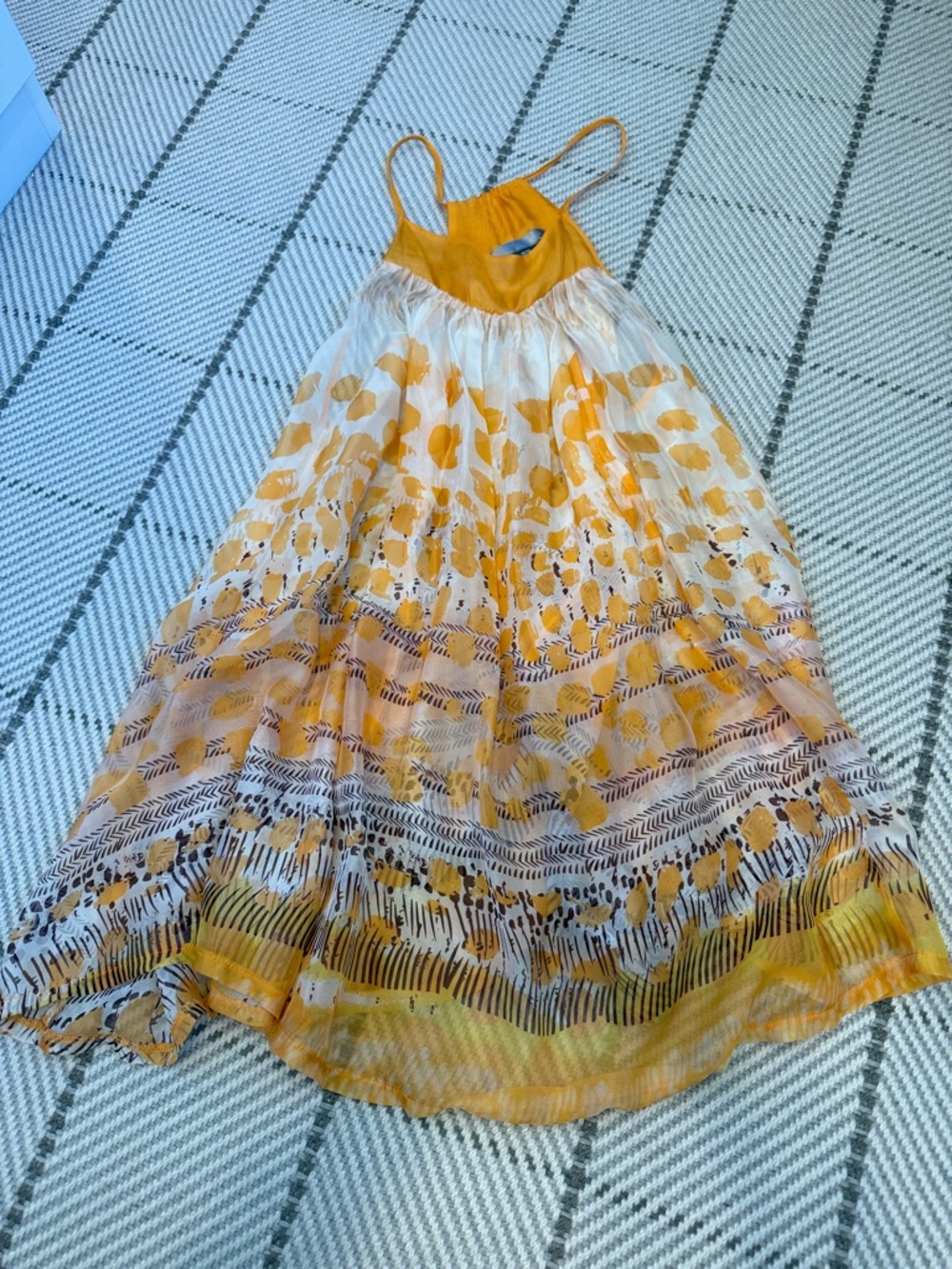Womens 100% Silk Yellow Floral flowy tank top